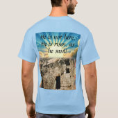 Lege graf met "Hij is verrezen" Schriftuur T-shirt (Achterkant)