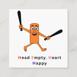 Lege hoofd gelukkig hart Funny grafische T-shirt v Vierkante Visitekaartje