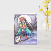 Lege Kaart - Gypsy Witch & Cat ~~* De bezoeker *~~ (Gele Bloem)