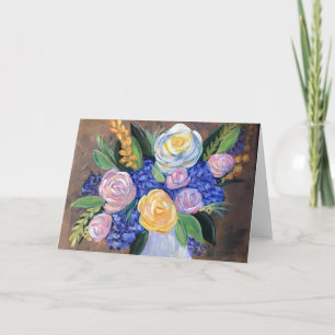 Lege kaart met schilderij van bloemen