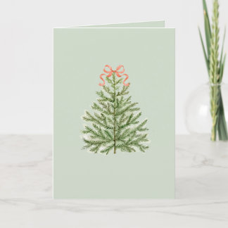 Lege kerst Kaart met kerstboom en rode boog
