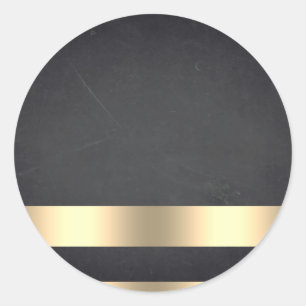Lege krijtbord Gold Striped aanpast tekst Ronde Sticker
