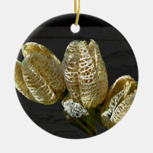 Lege Lily Seed Pods Coördinerende items Keramisch Ornament
