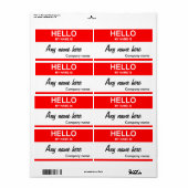 Lege naam tag sjabloon etiket (Full Sheet)