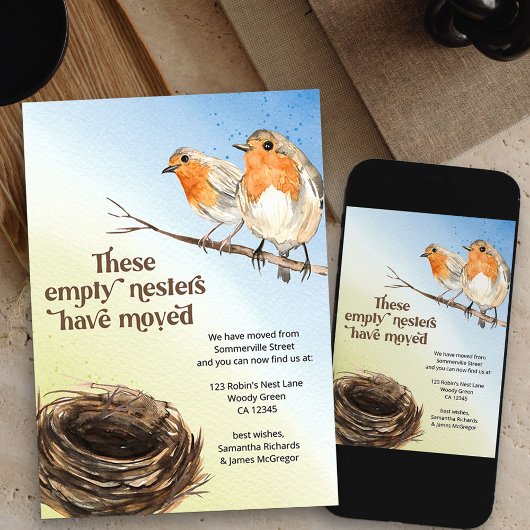 Lege Nest Waterverf Moving Aankondiging