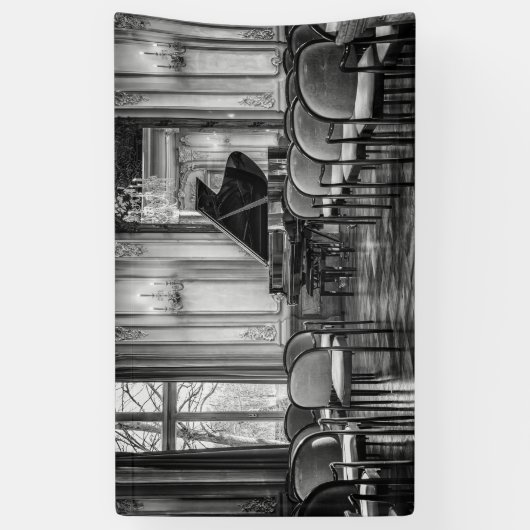 Lege notities Zwarte en Witte muziekfoto Spandoek (Verticaal)