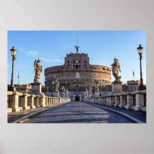 Lege Ponte Sant'Angelo bij zonsopgang - Rome, Ital Poster