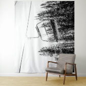 Lege skilift // Zwarte en Witte winter Wandkleed (In situ)