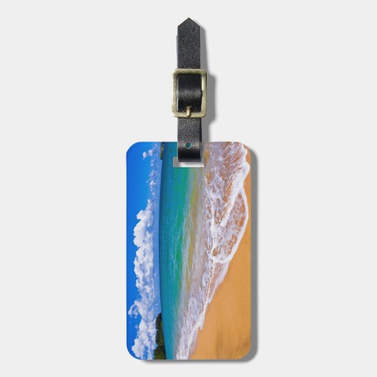 Lege strand en blauwe wateren bagagelabel (Voorkant verticaal)