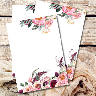 Lege uitnodiging Blush Roze Bourgondië Pioen Roos