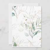 Lege uitnodiging Eucalyptus Groenery, Gouden Swirl (Achterkant)