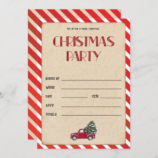 Lege uitnodiging voor kerstfeest (Voorkant / Achterkant)