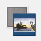 Lege vrachtschip passeren Bascule Bridge, Soo Lock Magneet (Voorkant / Achterkant)