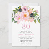 Lege Waterverf bloemen 80e verjaardag Kaart (Voorkant)