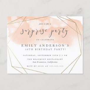 Lege Waterverf Gold Geometric Surprise Party Uitnodiging Briefkaart