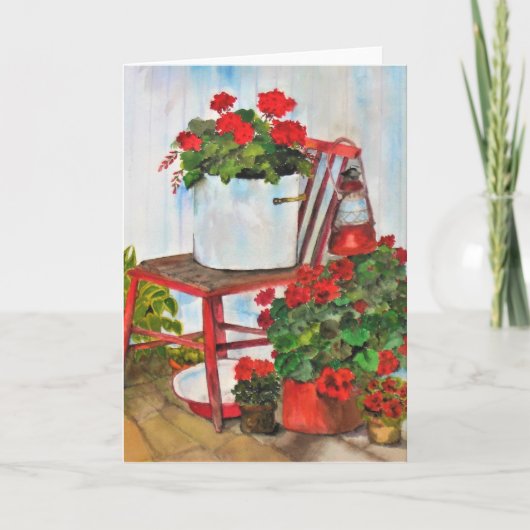 Lege wenskaart zomer geranium bloemen kaart (Voorkant)