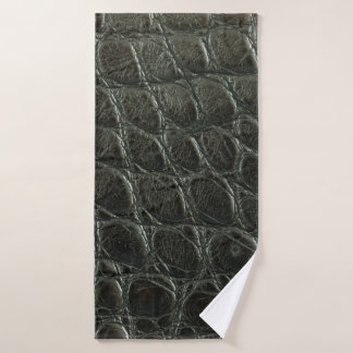 Lege zwarte alligator lederen textuur, dicht bij e badhanddoek
