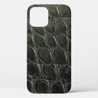 Lege zwarte alligator lederen textuur, dicht bij e iPhone 12 hoesje