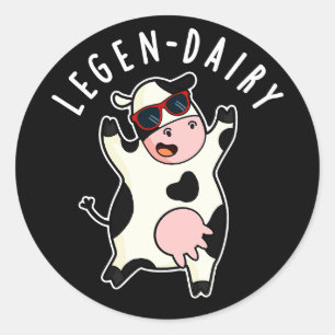 Legen-milk Funny Koe Pun Dark BG Ronde Sticker