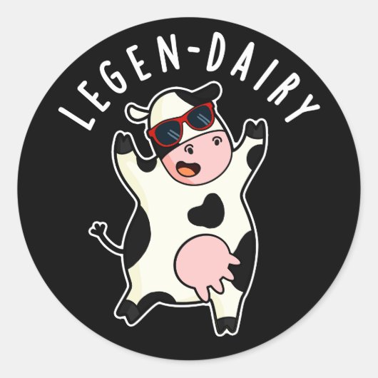 Legen-milk Funny Koe Pun Dark BG Ronde Sticker (Voorkant)