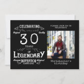Legend 30th Birthday Photo Black Kaart (Voorkant)
