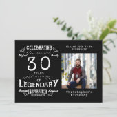 Legend 30th Birthday Photo Black Kaart (Staand voorkant)