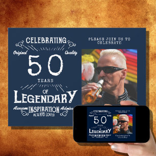 Legend 50th Birthday Foto Blue  Kaart