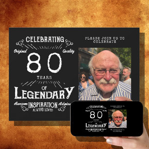 Legend 80th Birthday Photo Black  Kaart