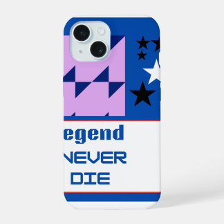 Legend Never Die Bold Typography Motivational Desi iPhone 15 Hoesje
