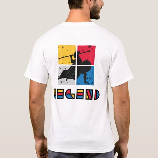 Legend Retro  Grafisch Ontwerp Strijder Kleur T-shirt (Achterkant)