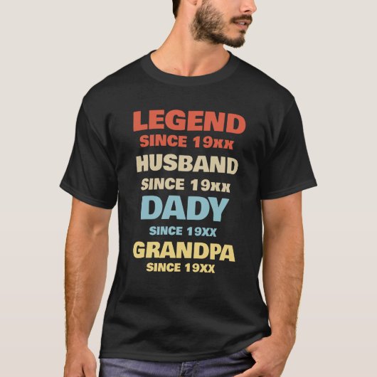 Legend Since 1965 Husband Daddy Grandpa T-Shirt (Devant)