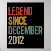 Legend Since December 2012 13th Birthday Retro Vin Poster (Voorkant)