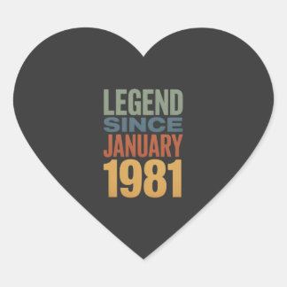 Legend Since January 1981 Retro Birthday Classic Hart Sticker