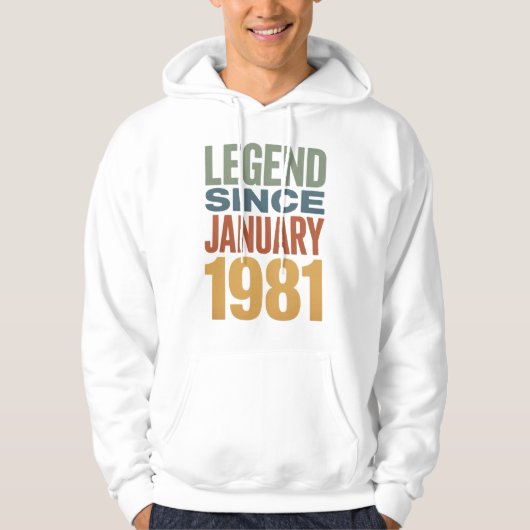 Legend Since January 1981 Retro Birthday Classic Hoodie (Voorkant)