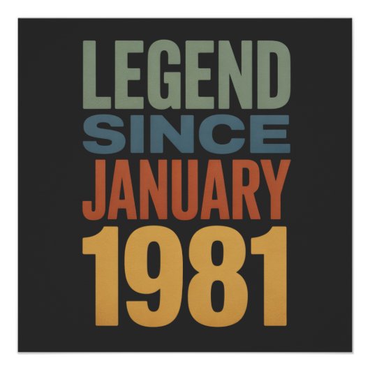 Legend Since January 1981 Retro Birthday Classic Perfect Poster (Voorkant)
