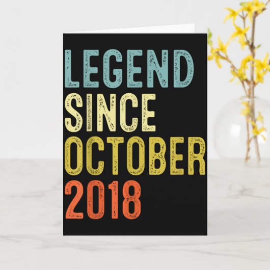 Legend Since October 2018 7th Birthday 7 Year Old Kaart (Gele Bloem)