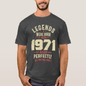 Legenda werd geboren in 1971 52e verjaardag t-shirt (Voorkant)