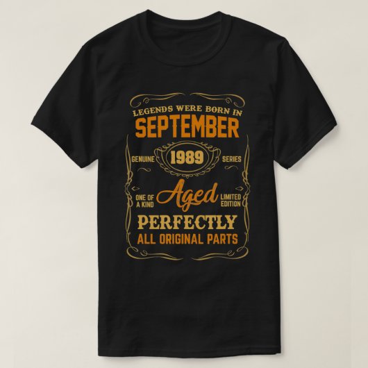 Legenda werd in september 1989 32e verjaardag gebo t-shirt (Design voorkant)