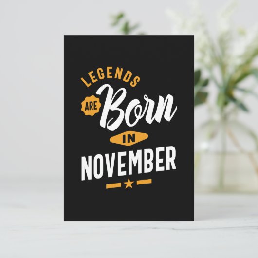 Legenda wordt in november geboren RSVP kaartje (Staand voorkant)