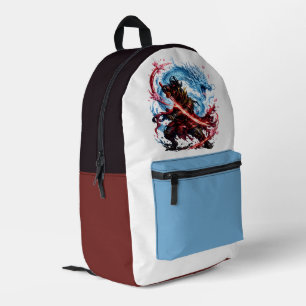 Legendaire Samurai & Blauwe Draak Mok Japanse Oo Bedrukte Rugzak