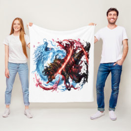 Legendaire Samurai & Blauwe Draak Mok | Japanse Oo Fleece Deken