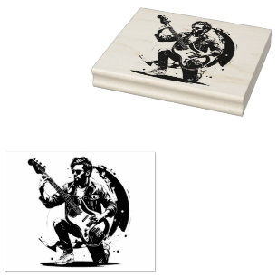 Legendarisch symbool van rock-'n-roll-basgitarist rubberstempel
