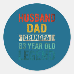 Legendarische echtgenoot vader opa 63 ronde sticker