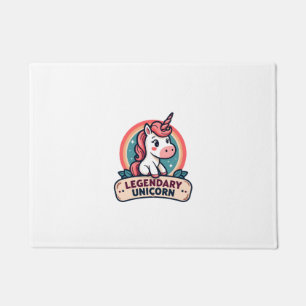 Legendarische Eenhoorn Vintage Retro Cartoon Vecto Deurmat