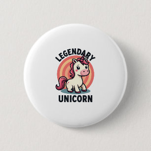 Legendarische Eenhoorn Vintage Retro Cartoon Vecto Ronde Button 5,7 Cm