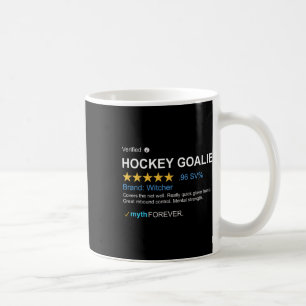 Legendarische keeper van mannen ijshockey schaatst koffiemok