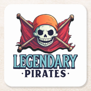 Legendarische Piraten Vierkante Kartonnen Onderzetter