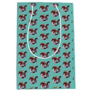 Legendarische Robijn Rode Draak Teal Fantasie Ontw Medium Cadeauzakje