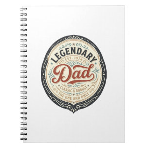 Legendary Dad Vintage Gravure Shirt Ontwerp_1 Notitieboek