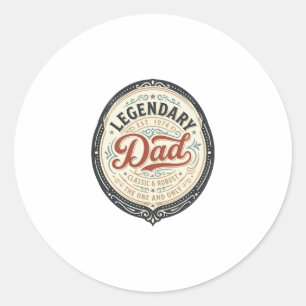 Legendary Dad Vintage Gravure Shirt Ontwerp_1 Ronde Sticker